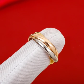 Классическое Трехцветное кольцо из стерлингового Серебра 925 пробы с тремя кольцами, мужские и женские модные Брендовые Элегантные Роскошные Ювелирные изделия, подарки для вечеринок
